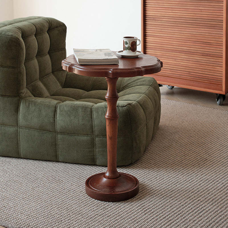 Vintage Round Lace Wood End Table