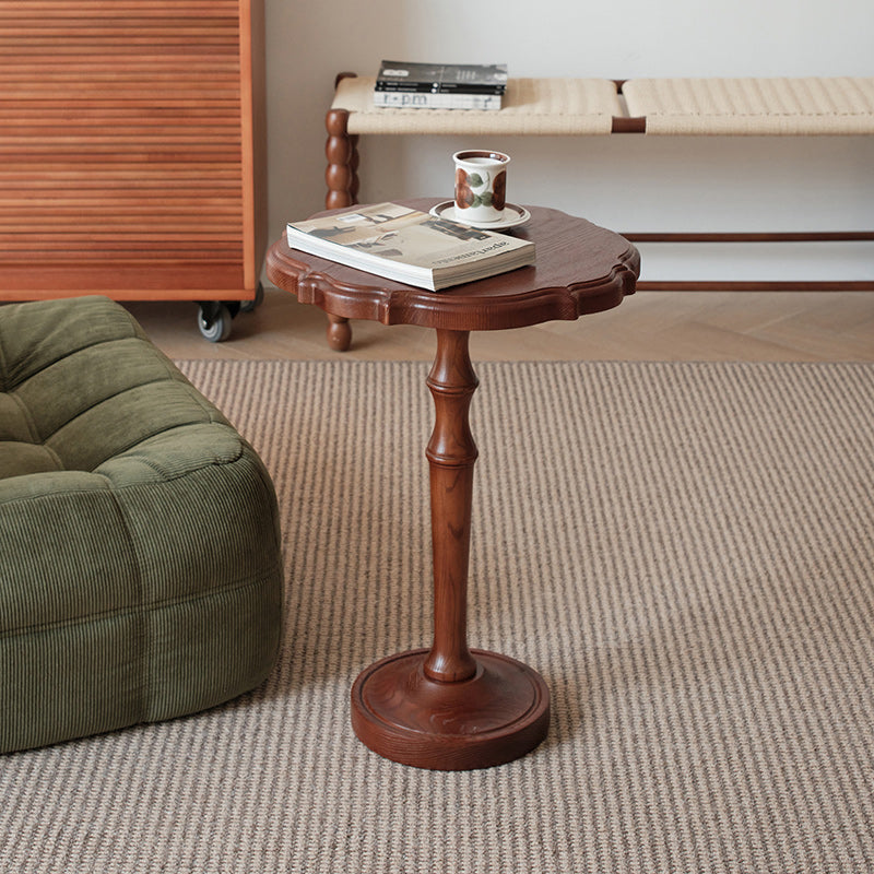 Vintage Round Lace Wood End Table