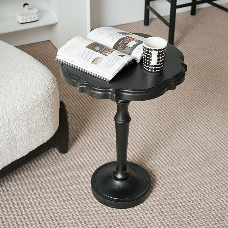 Vintage Round Lace Wood End Table