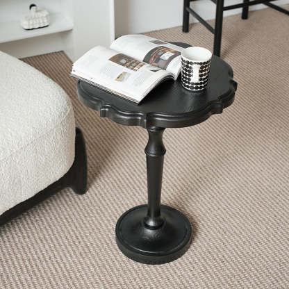 Vintage Round Lace Wood End Table