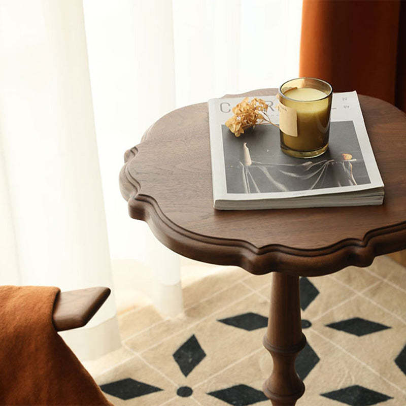 Vintage Round Lace Wood End Table
