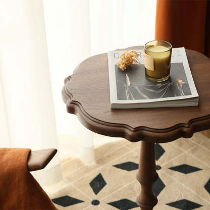 Vintage Round Lace Wood End Table