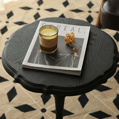 Vintage Round Lace Wood End Table