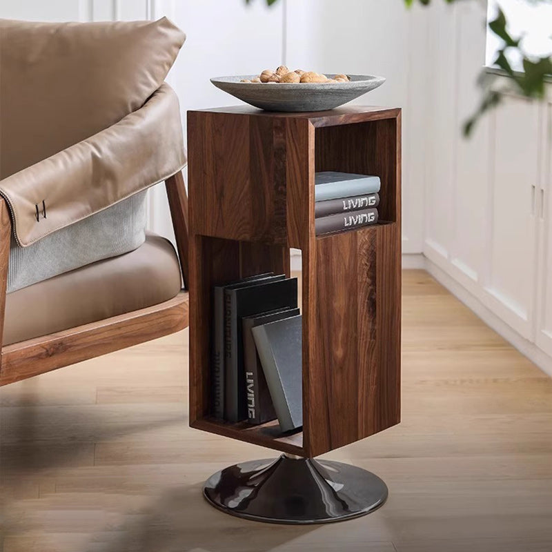 Wood iron wood rotatable end & side tables - minimalist