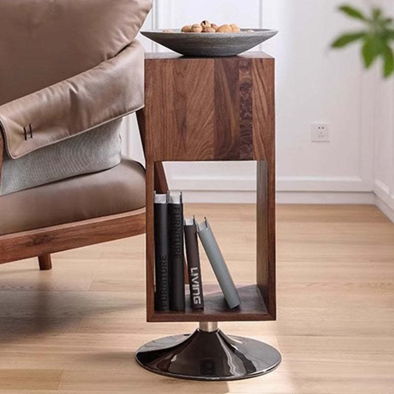 Minimalist Rotatable Wood Iron End Table