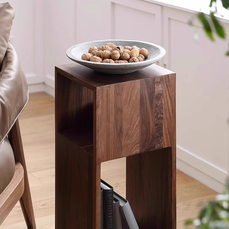 Minimalist Rotatable Wood Iron End Table