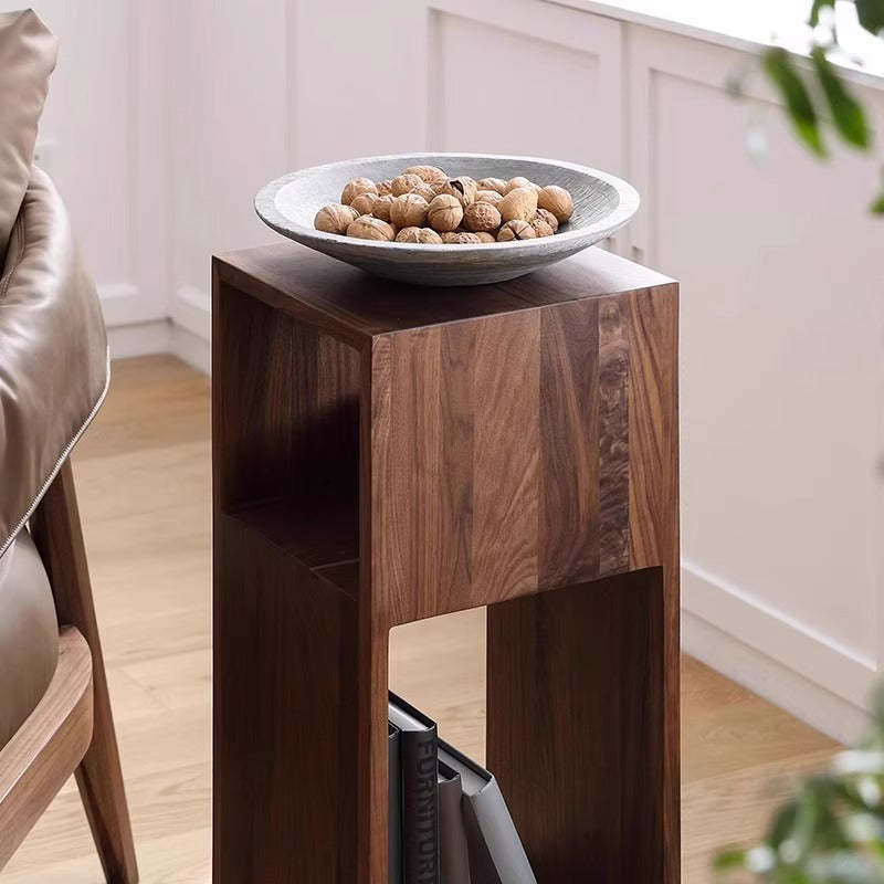 Minimalist Rotatable Wood Iron End Table
