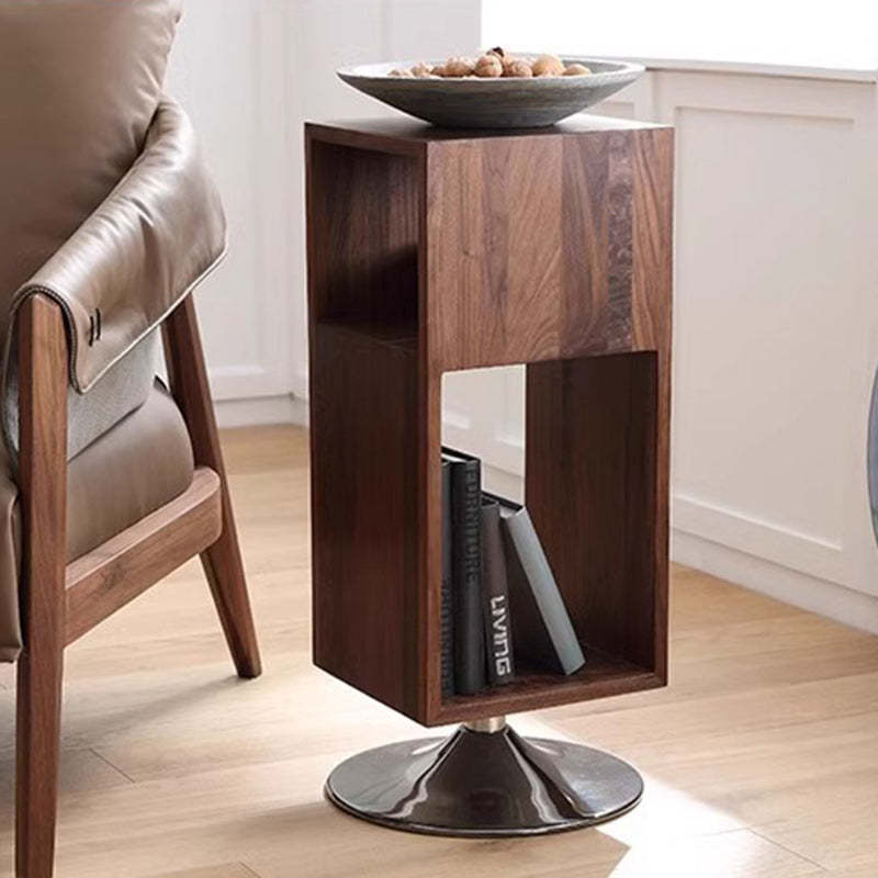Minimalist Rotatable Wood Iron End Table