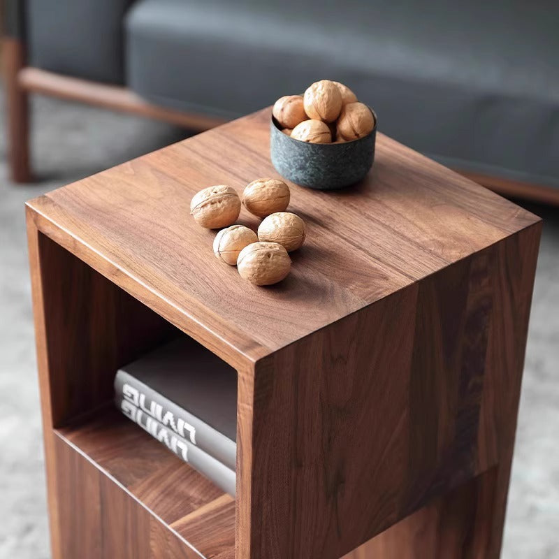 Minimalist Rotatable Wood Iron End Table