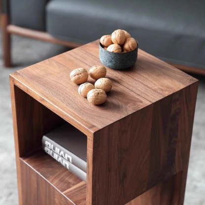 Minimalist Rotatable Wood Iron End Table