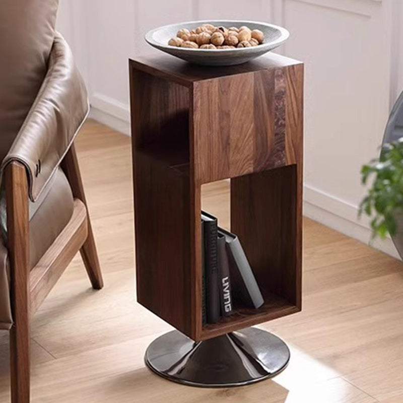 Minimalist Rotatable Wood Iron End Table