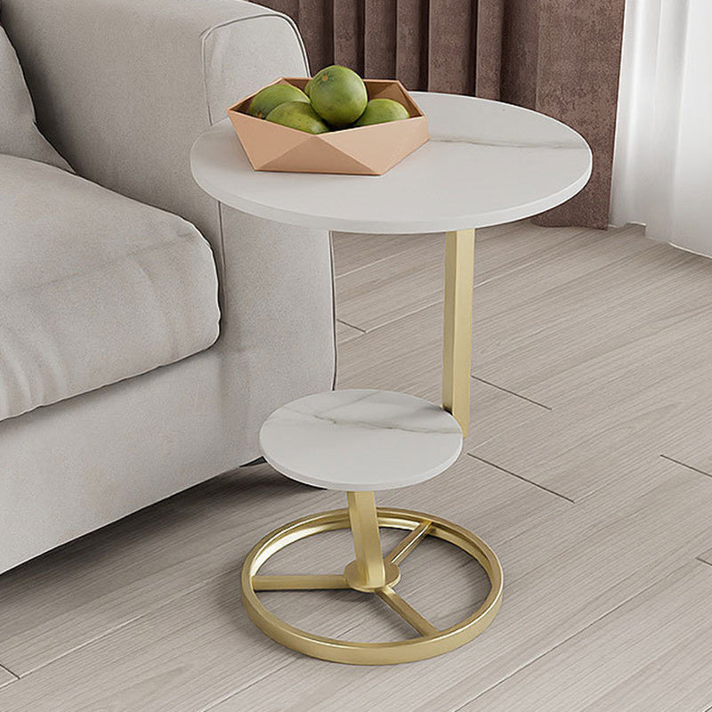 Round Iron Rock Slab End Table
