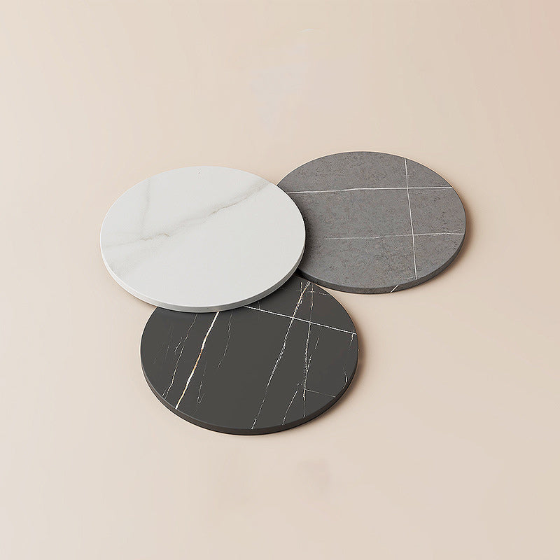 Round Iron Rock Slab End Table — Gold Frame + White Board