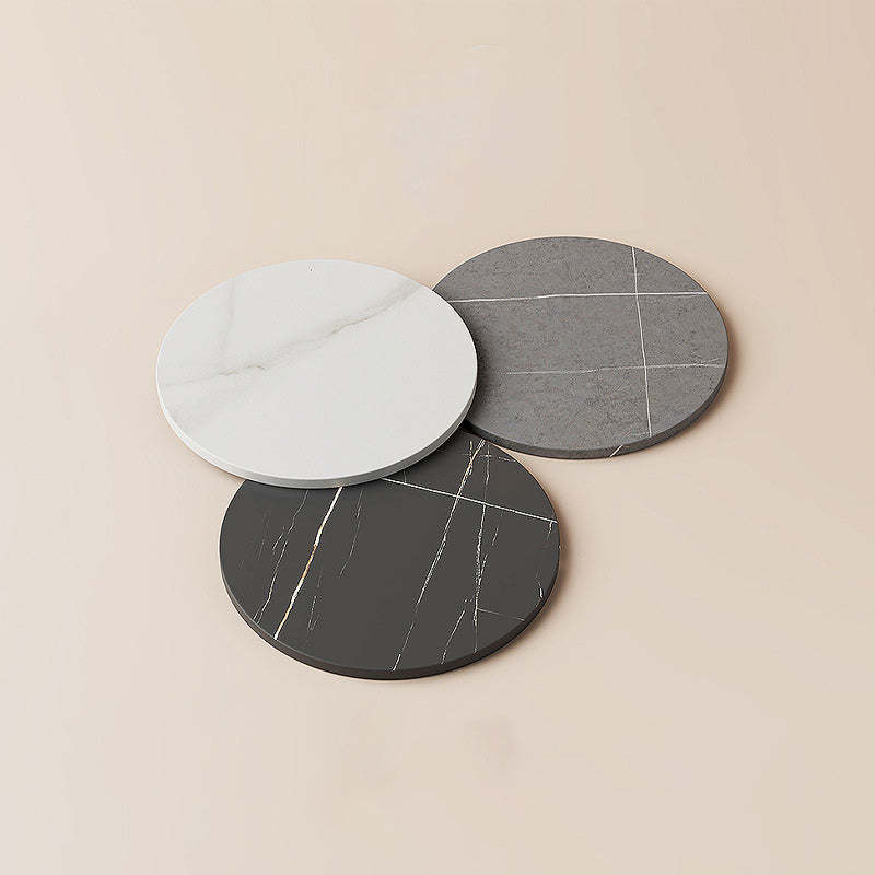 Round Iron Rock Slab End Table — Gold Frame + White Board