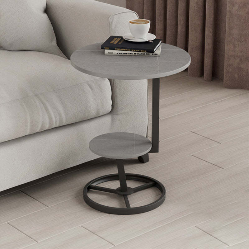 Gray iron round rock end & side tables - creative — Black