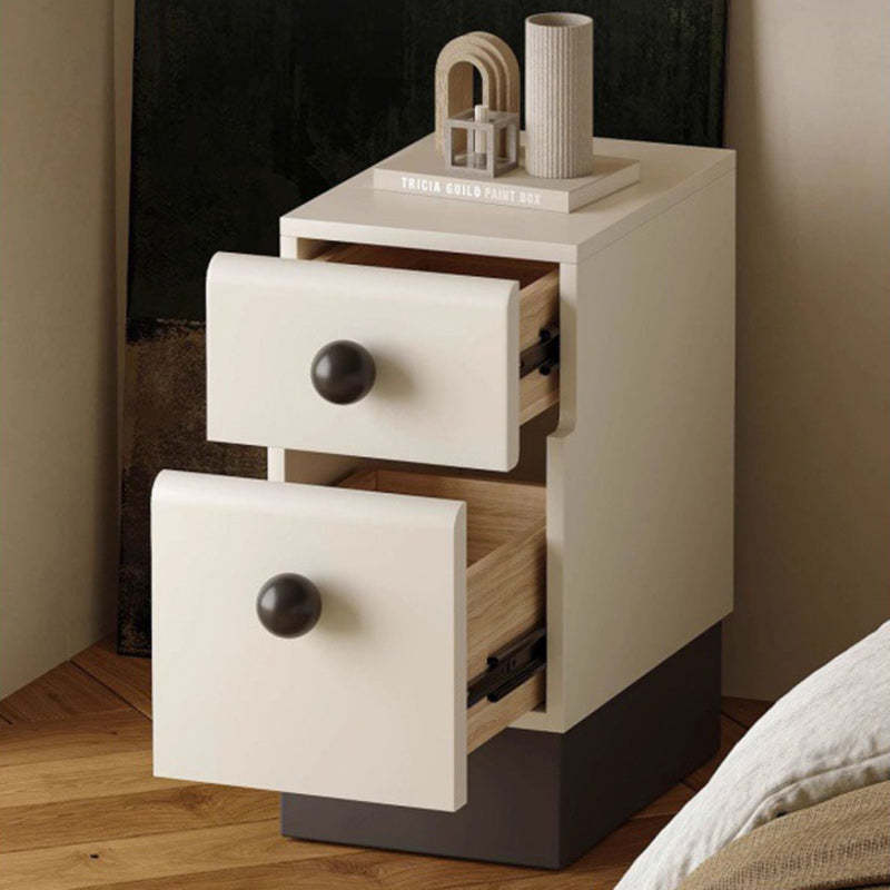 Minimalist Cream Wood-Look Wood Nightstand 2-Drawer