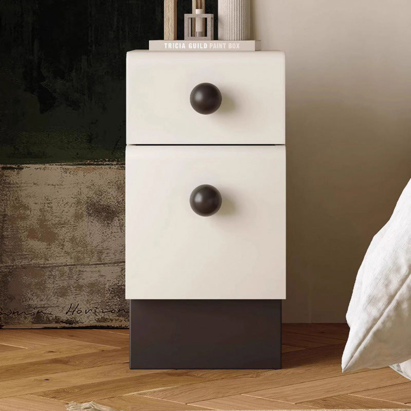 2-drawer wood-look wood metal glass nightstands for bedroom