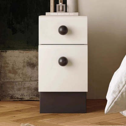 Minimalist Cream Wood-Look Wood Nightstand 2-Drawer