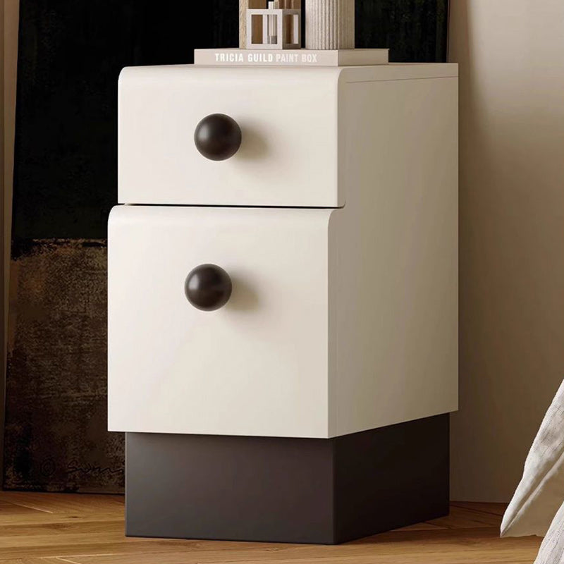Minimalist Cream Wood-Look Wood Nightstand 2-Drawer — Beige
