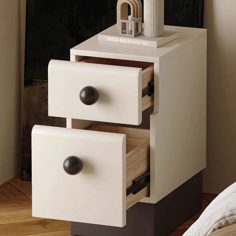 Minimalist Cream Wood-Look Wood Nightstand 2-Drawer
