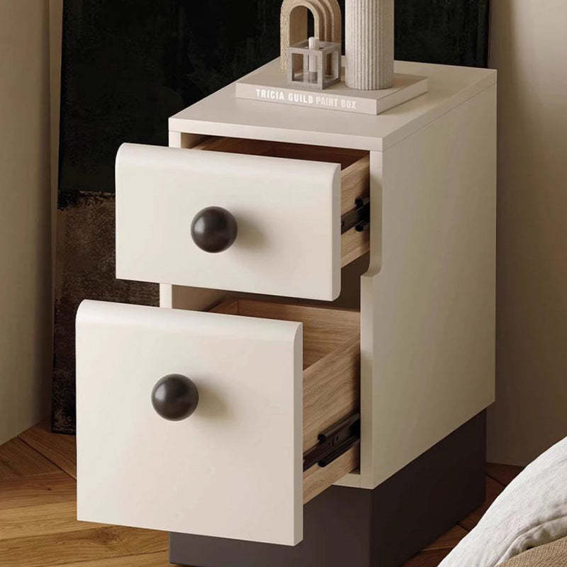 Minimalist Cream Wood-Look Wood Nightstand 2-Drawer