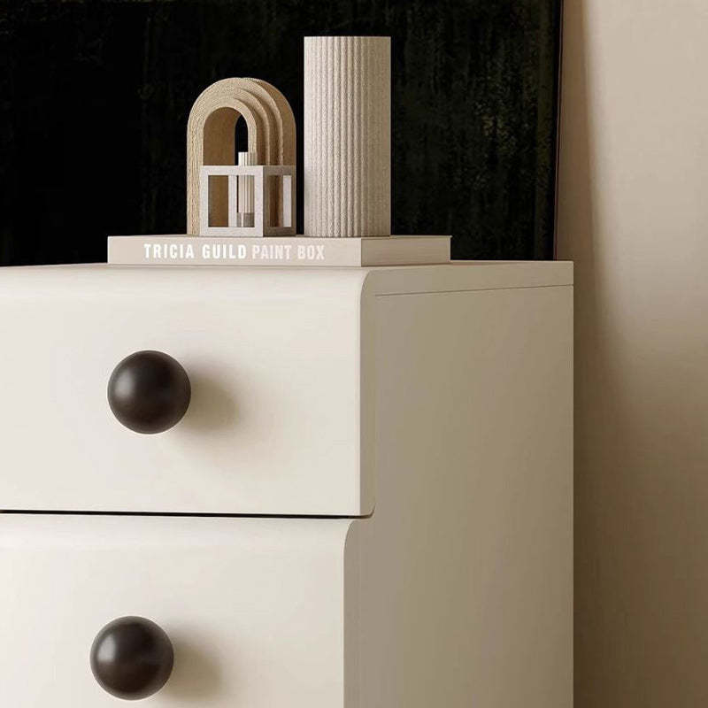Minimalist Cream Wood-Look Wood Nightstand 2-Drawer