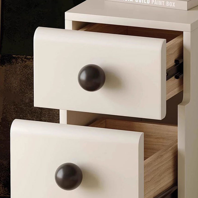 Minimalist Cream Wood-Look Wood Nightstand 2-Drawer