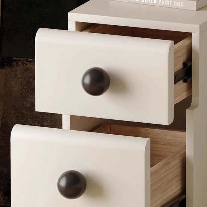 Minimalist Cream Wood-Look Wood Nightstand 2-Drawer