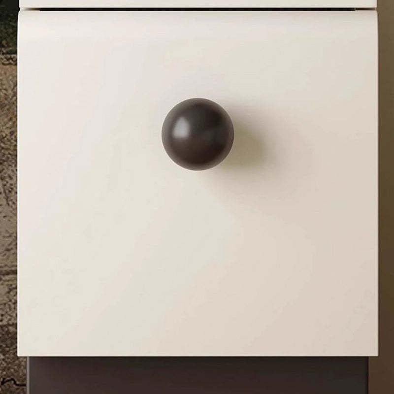 Minimalist Cream Wood-Look Wood Nightstand 2-Drawer
