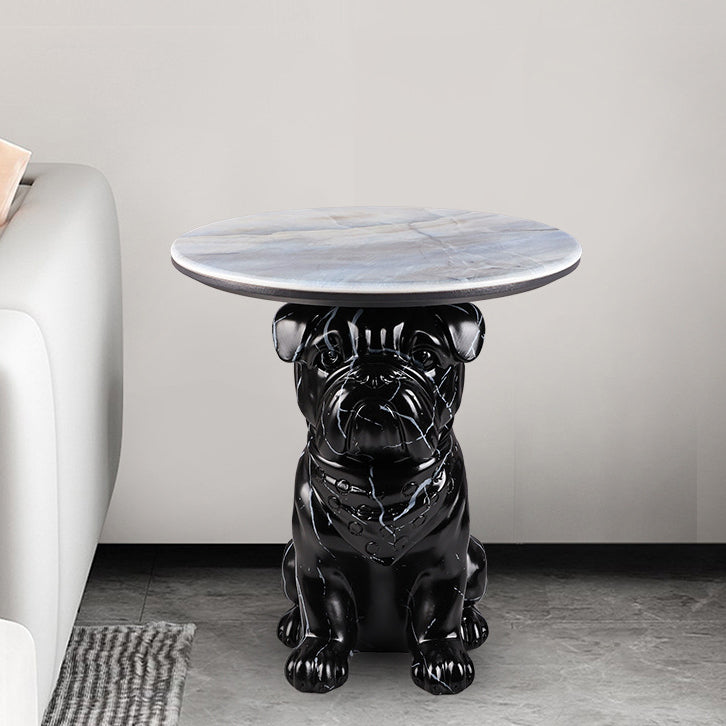 Bulldog Puppy Resin Crystalline End Table