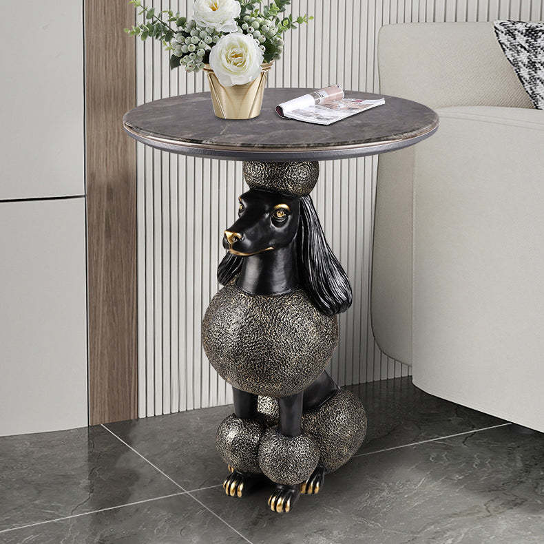 Bulldog Puppy Resin Crystalline End Table