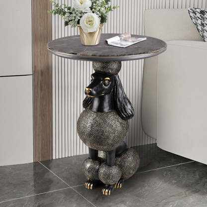 Bulldog Puppy Resin Crystalline End Table