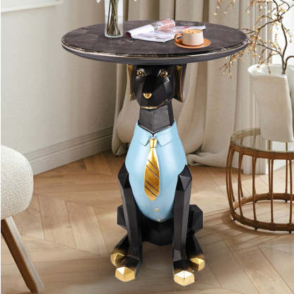 Bulldog Puppy Resin Crystalline End Table