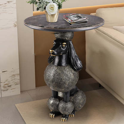 Bulldog Puppy Resin Crystalline End Table