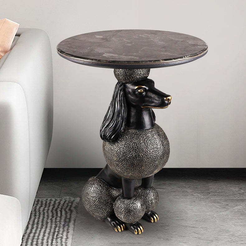 Bulldog Puppy Resin Crystalline End Table