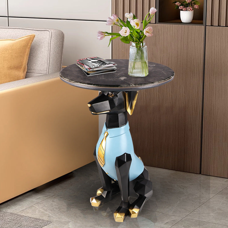 Bulldog Puppy Resin Crystalline End Table
