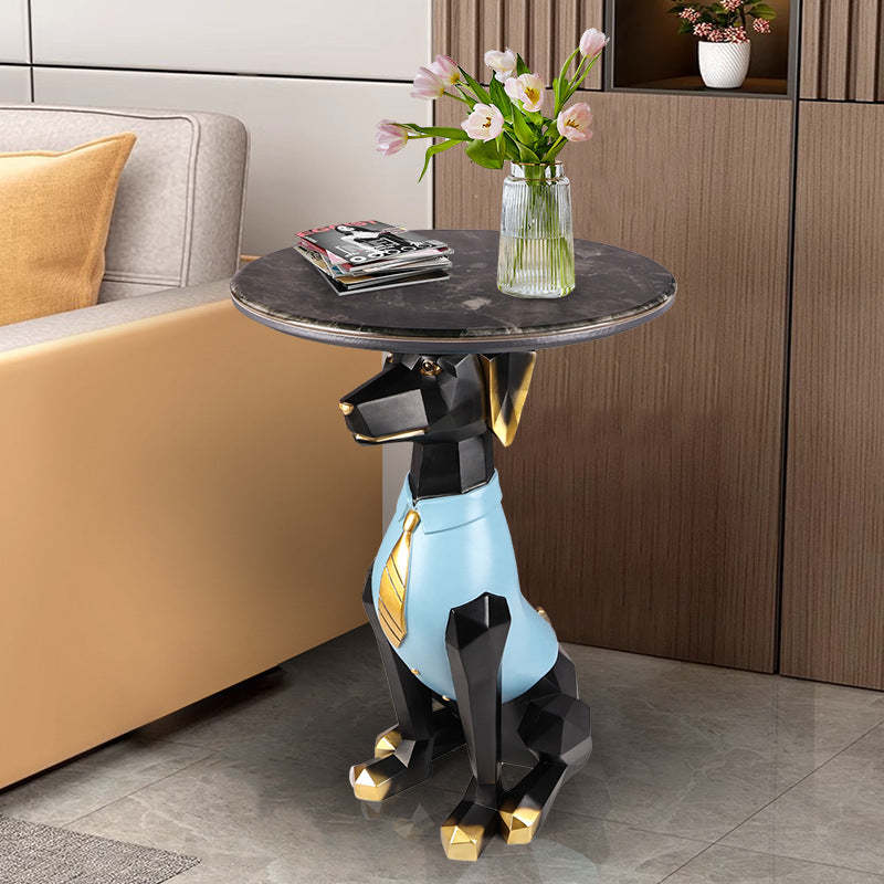 Bulldog Puppy Resin Crystalline End Table