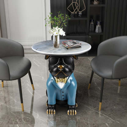 Bulldog Puppy Resin Crystalline End Table