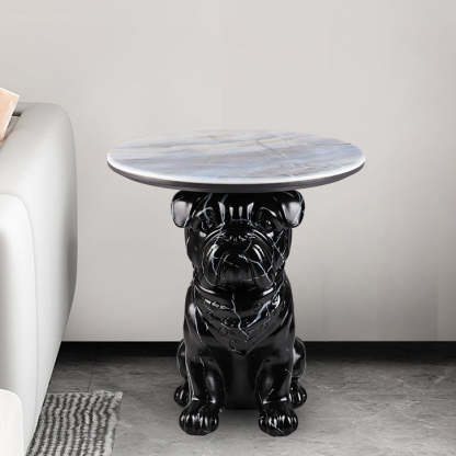 Bulldog Puppy Resin Crystalline End Table
