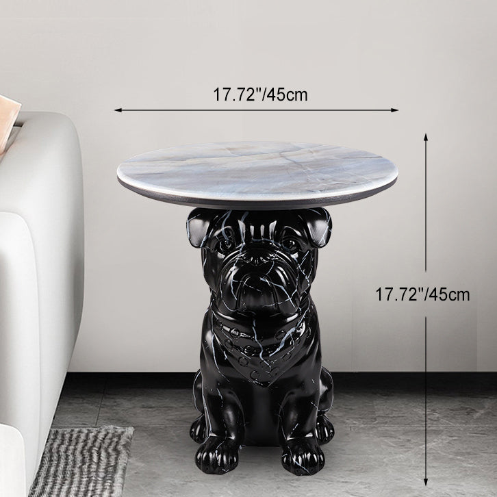 Bulldog Puppy Resin Crystalline End Table — D