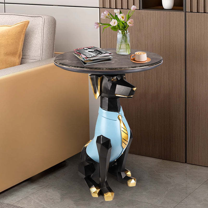 Bulldog Puppy Resin Crystalline End Table