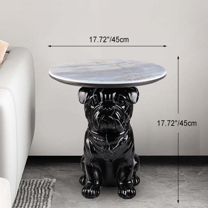 Bulldog Puppy Resin Crystalline End Table — D