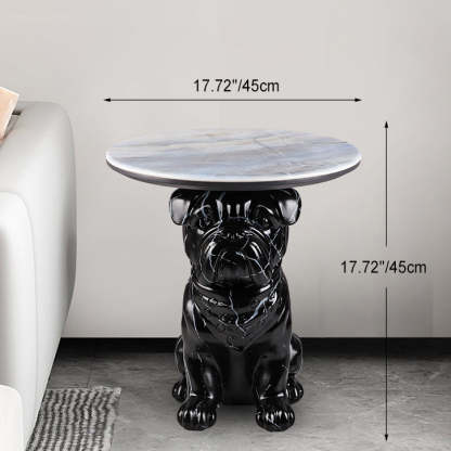 Bulldog Puppy Resin Crystalline End Table — D