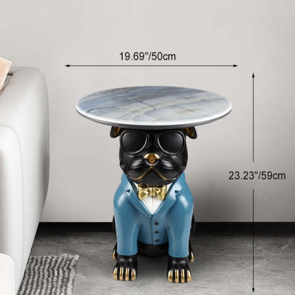 Bulldog Puppy Resin Crystalline End Table