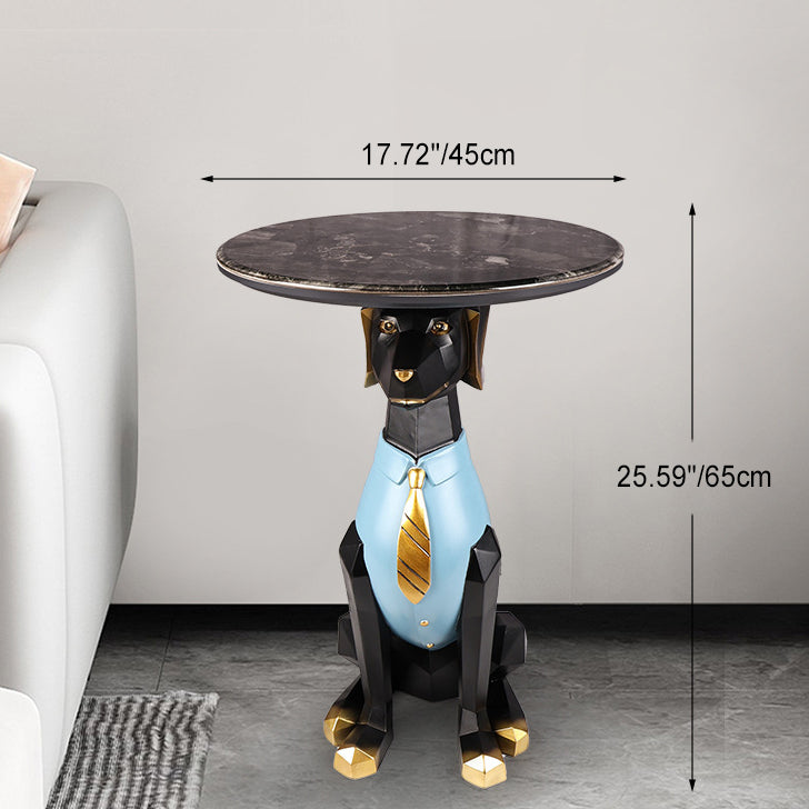 Bulldog Puppy Resin Crystalline End Table