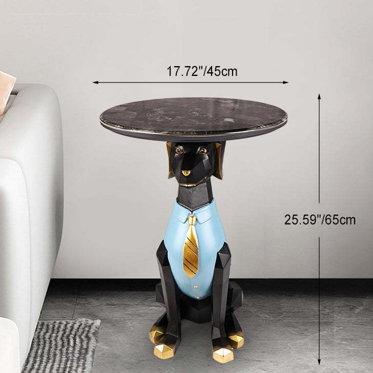 Bulldog Puppy Resin Crystalline End Table
