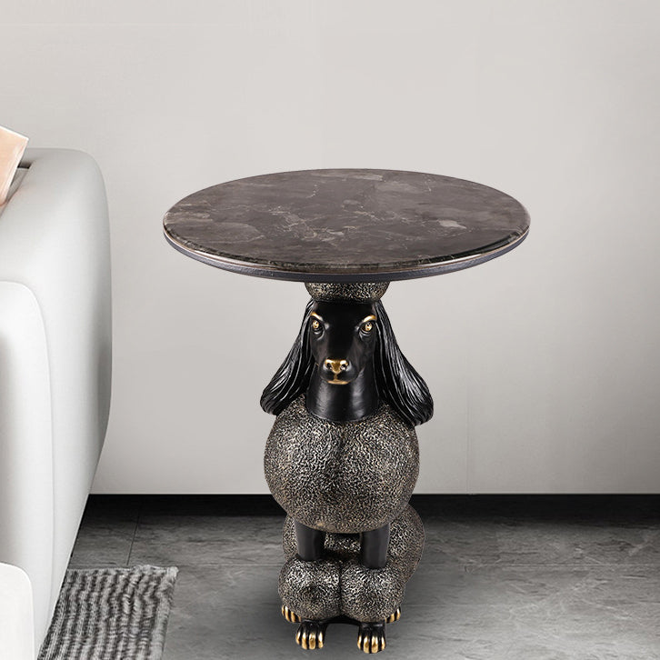 Bulldog Puppy Resin Crystalline End Table