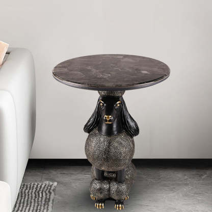 Bulldog Puppy Resin Crystalline End Table