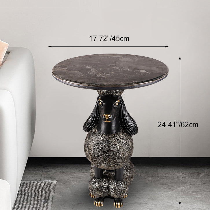 Bulldog Puppy Resin Crystalline End Table