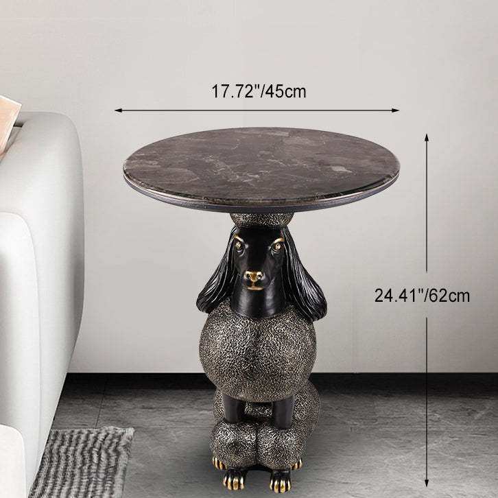 Bulldog Puppy Resin Crystalline End Table